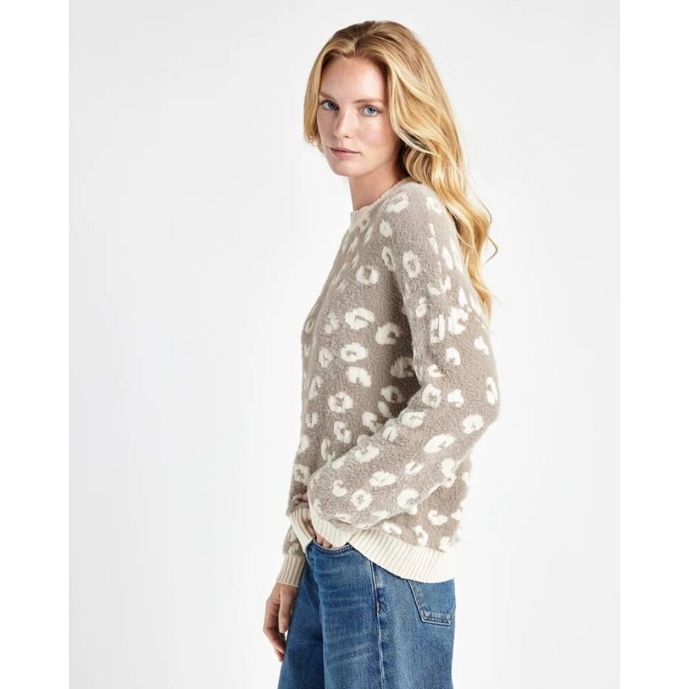 Splendid Mal Leopard Women’s Crewneck Jacquard Eyelash Sweater Size XS New with - Picture 3 of 6